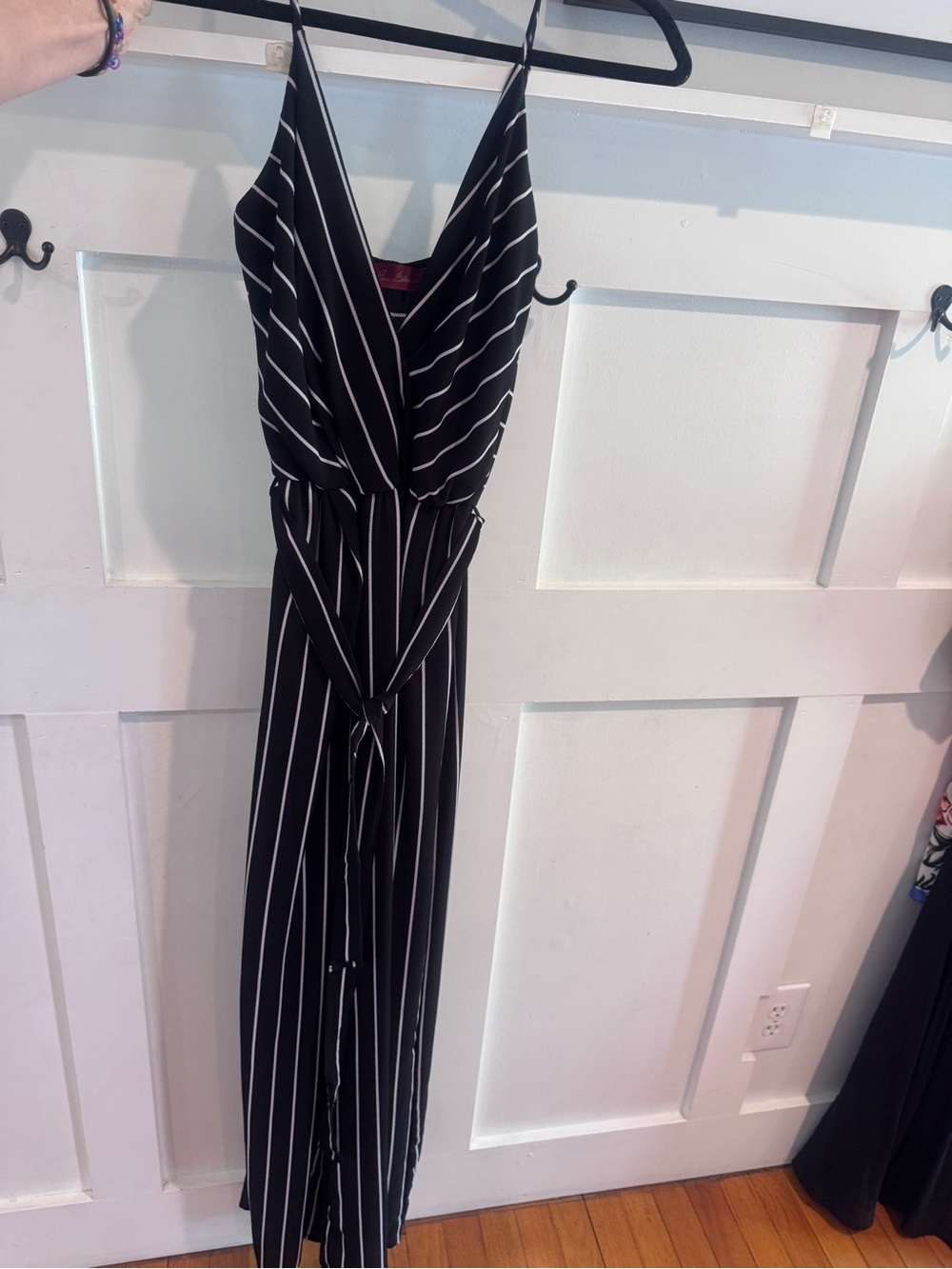 Black and White Striped Jumpsuit